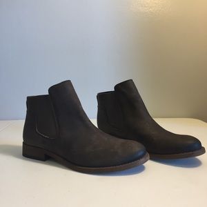Franco Sarto Leather Pull On Ankle Bootie Low Heel
